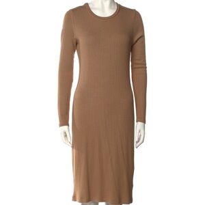 Ribbed Long Sleeve Tan Dress